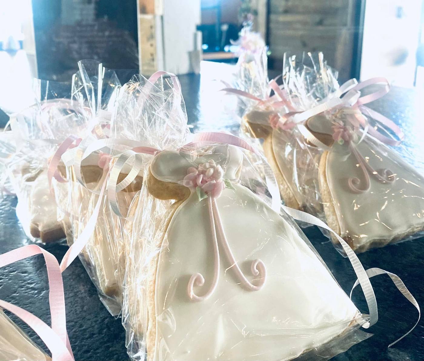 Wedding dress sugar cookie favors